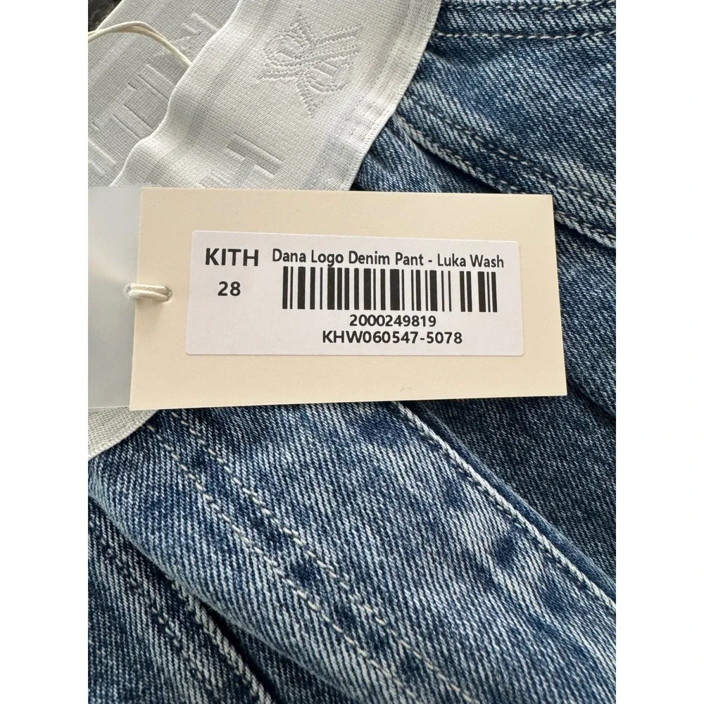 Kith Dana Logo Denim Pant Luka Wash Blue Wide Leg Jeans KHW060547-5078 Size 28 - Picture 6 of 16